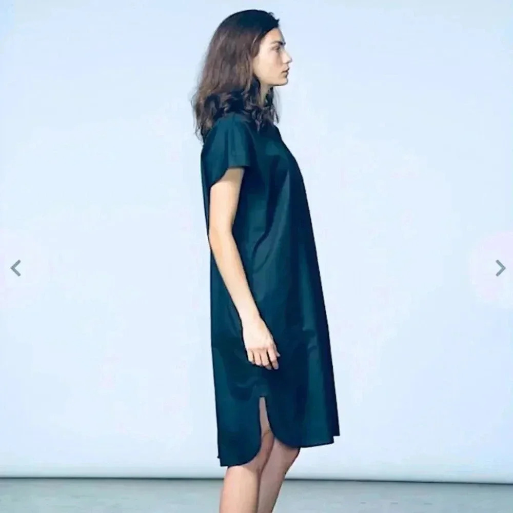 New SBJ Austin Navy Blue Midi Shirtdress Size Large Cottagecore Prairie Coastal - Picture 3 of 15
